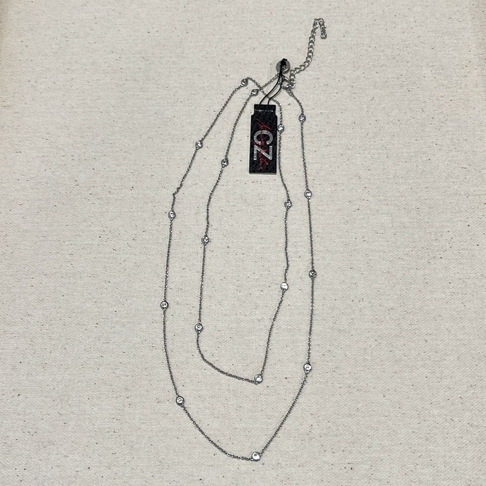 Kenneth Jay Lane Silver & Cubic Zirconium Long Necklace